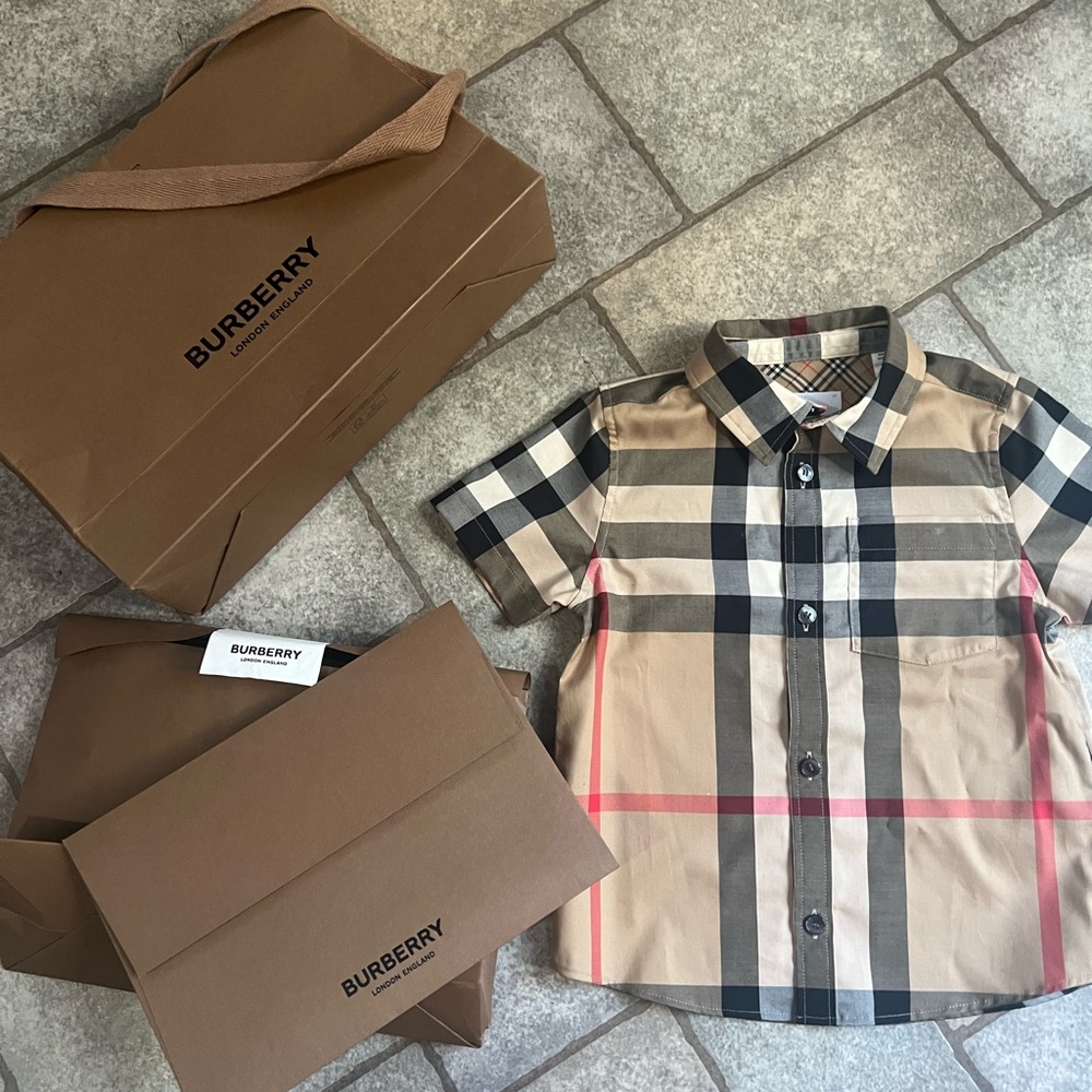 Burberry Kids Plaid Shirt - Beige, Black, and Red